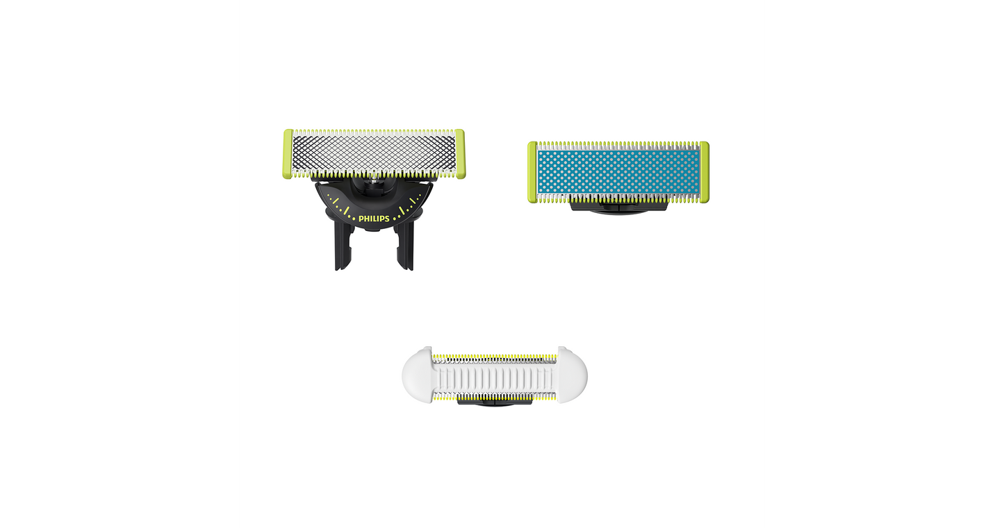 OneBlade QP936/50 Komplekts: 1x 360, 1x pretberzes, 1x SkinProtect